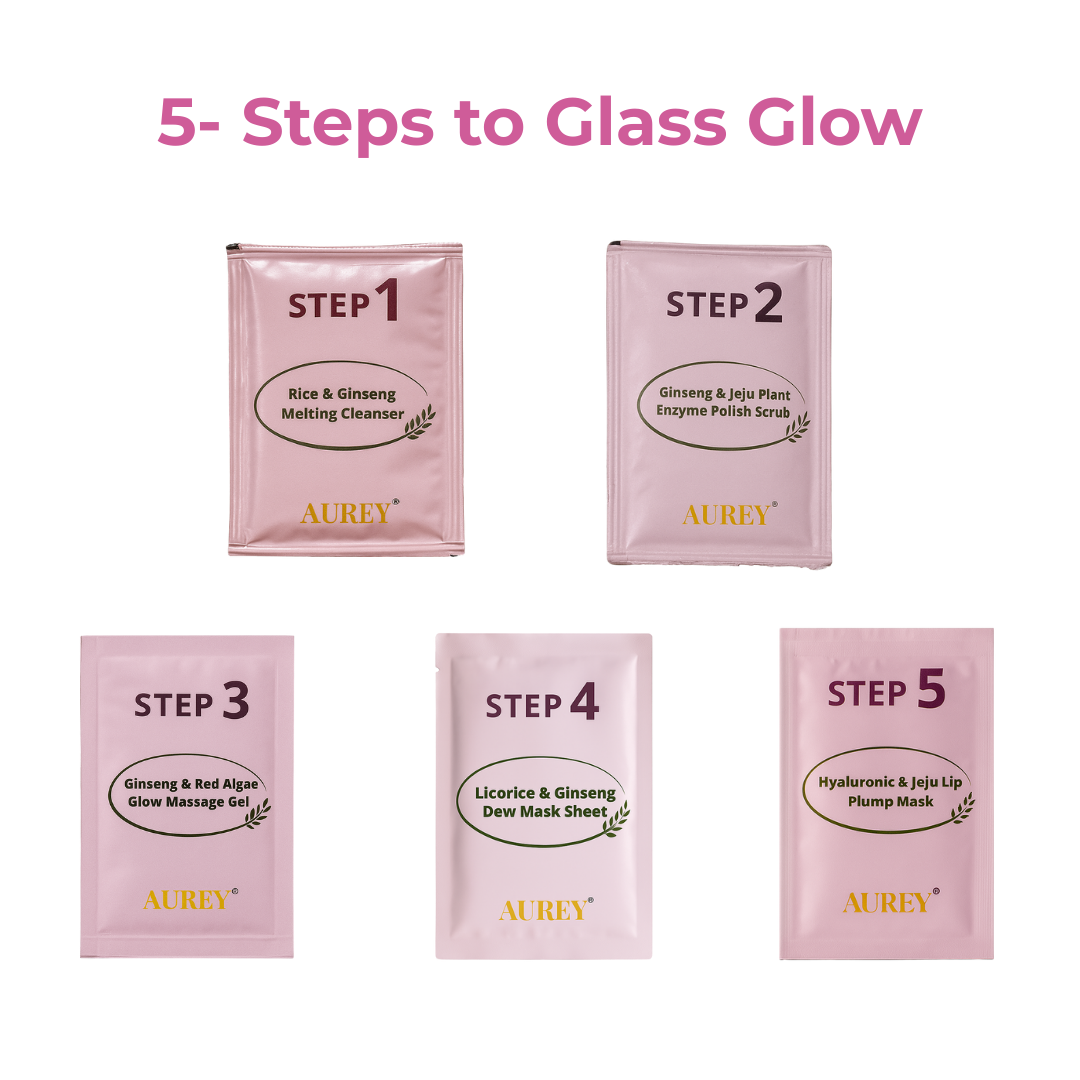 Aurey Korean 5 Step Glass Glow Cleanup Kit Whitening Hydrating Glass Glow