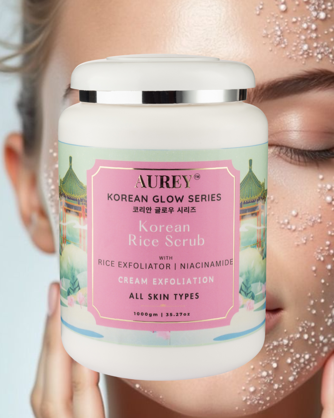 Aurey Korean Rice Scrub With Rice Exfoliator & Niacinamide 1Kg