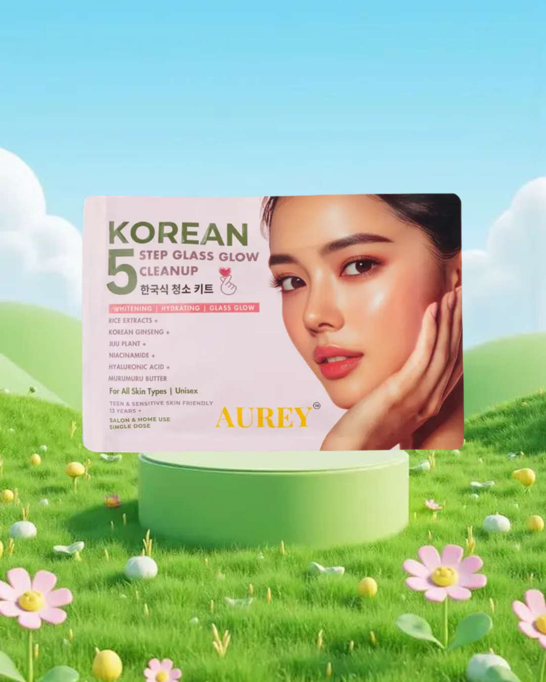 Aurey Korean 5 Step Glass Glow Cleanup Kit Whitening Hydrating Glass Glow
