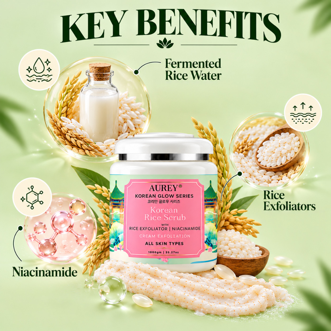 Aurey Korean Rice Scrub With Rice Exfoliator & Niacinamide 1Kg
